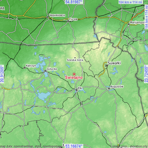 Topographic map of Swiętajno