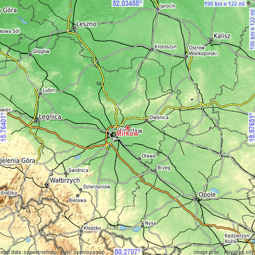 Topographic map of Mirków