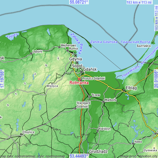 Topographic map of Rotmanka