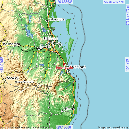 Topographic map of Helensvale