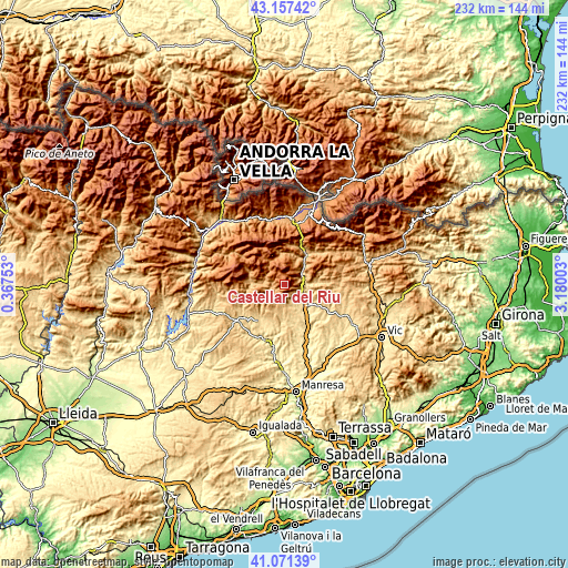 Topographic map of Castellar del Riu