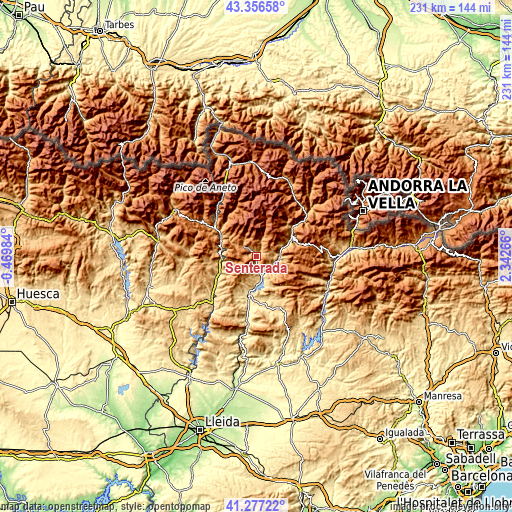 Topographic map of Senterada