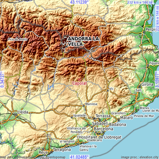 Topographic map of Capolat