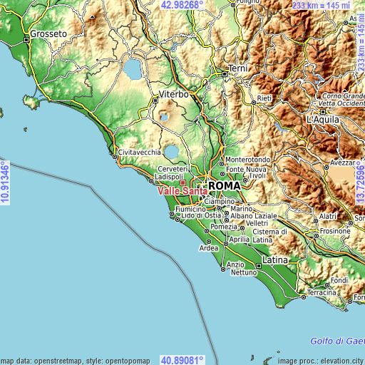 Topographic map of Valle Santa