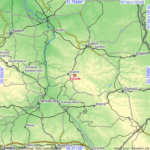 Topographic map of Sułów