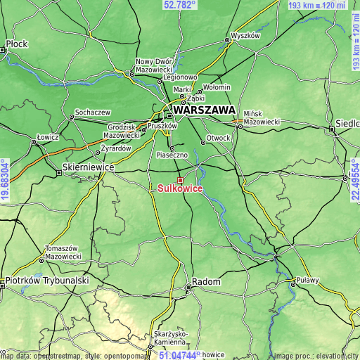 Topographic map of Sułkowice