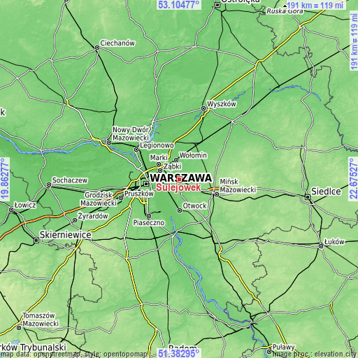 Topographic map of Sulejówek