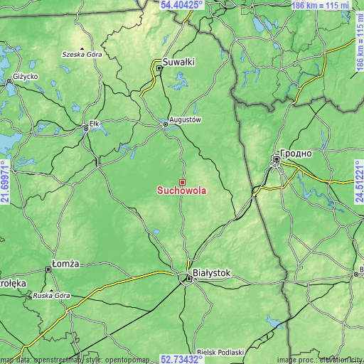 Topographic map of Suchowola