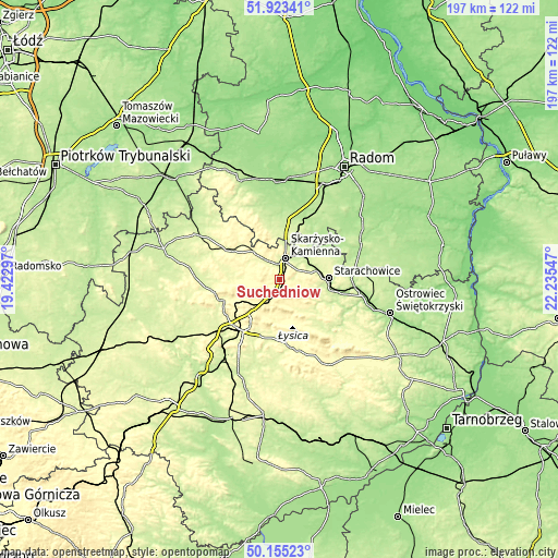 Topographic map of Suchedniów