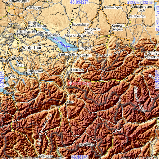 Topographic map of Bürserberg