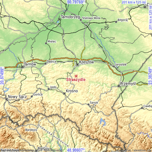 Topographic map of Straszydle