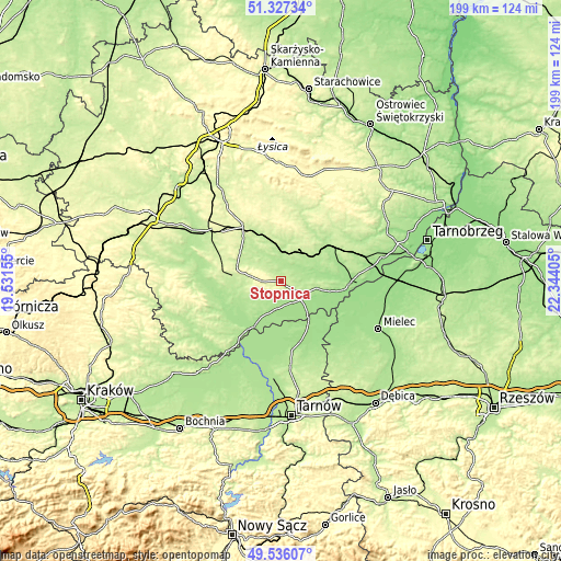 Topographic map of Stopnica