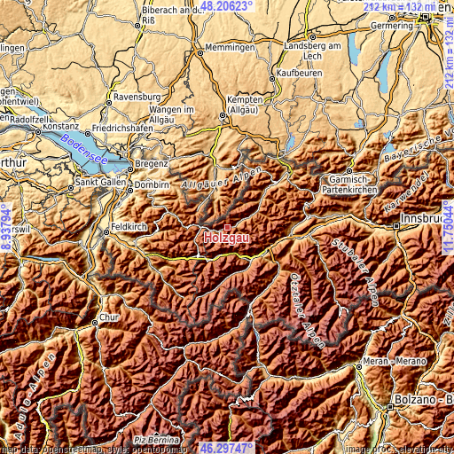 Topographic map of Holzgau