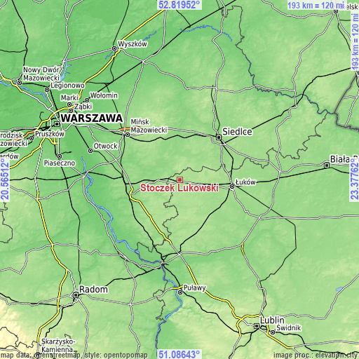 Topographic map of Stoczek Łukowski