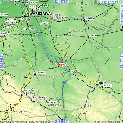 Topographic map of Stężyca