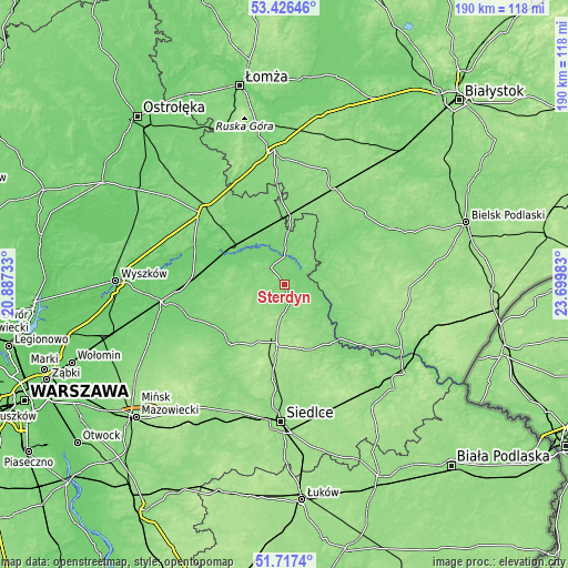 Topographic map of Sterdyń