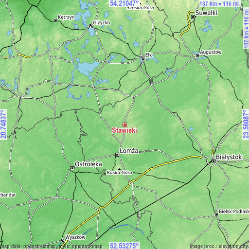 Topographic map of Stawiski