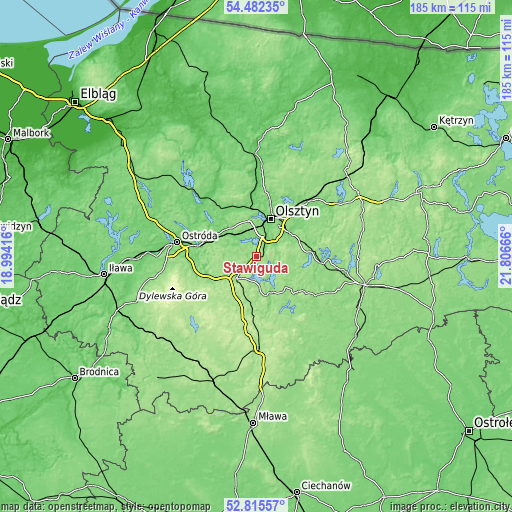 Topographic map of Stawiguda