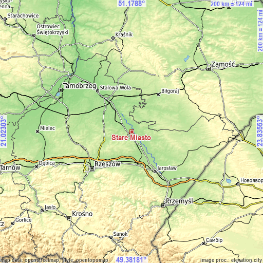 Topographic map of Stare Miasto