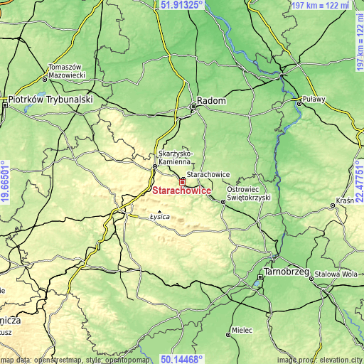 Topographic map of Starachowice