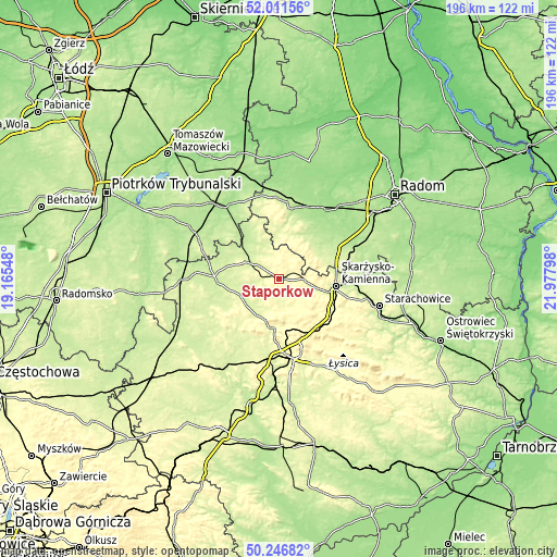 Topographic map of Stąporków