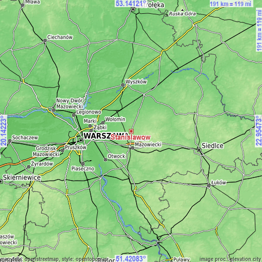 Topographic map of Stanisławów