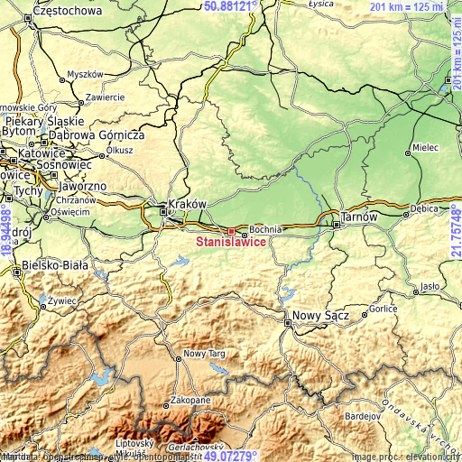 Topographic map of Stanisławice