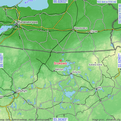 Topographic map of Srokowo