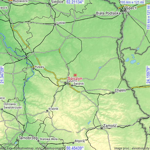 Topographic map of Spiczyn