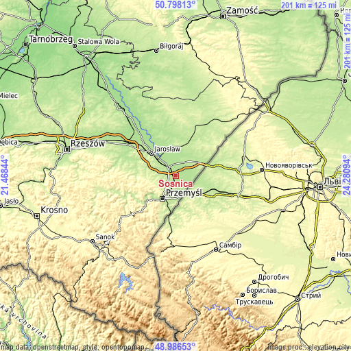 Topographic map of Sośnica