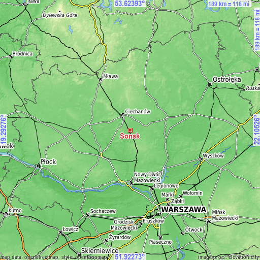 Topographic map of Sońsk