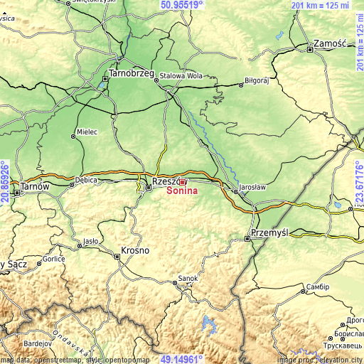 Topographic map of Sonina