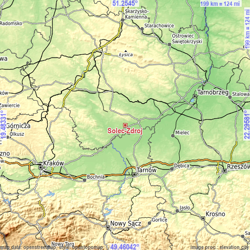 Topographic map of Solec-Zdrój