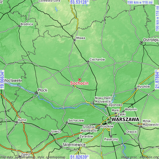 Topographic map of Sochocin