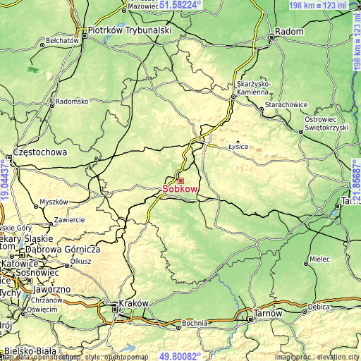 Topographic map of Sobków