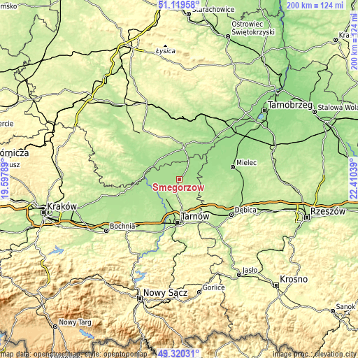 Topographic map of Smęgorzów