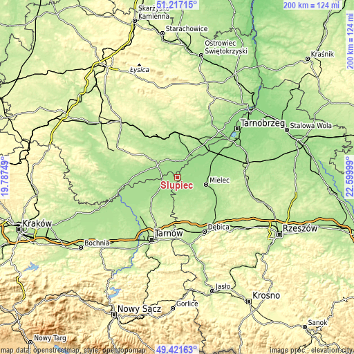 Topographic map of Słupiec