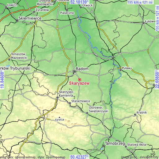 Topographic map of Skaryszew