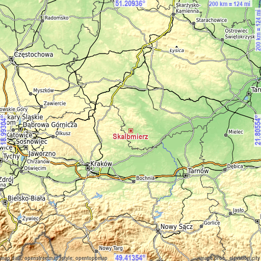 Topographic map of Skalbmierz