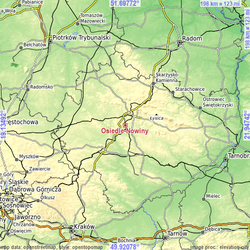 Topographic map of Osiedle-Nowiny