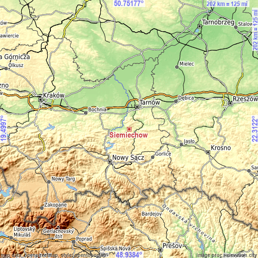 Topographic map of Siemiechów