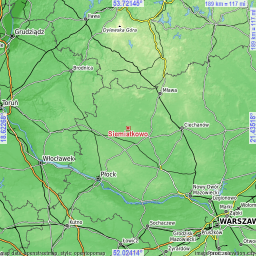 Topographic map of Siemiątkowo