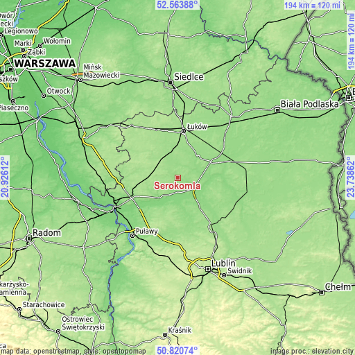 Topographic map of Serokomla