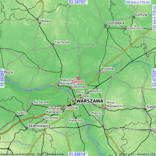 Topographic map of Serock