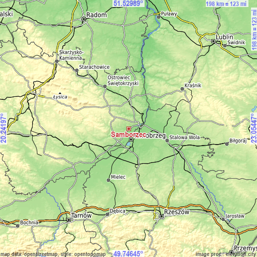 Topographic map of Samborzec