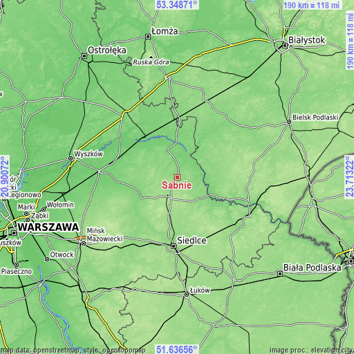 Topographic map of Sabnie