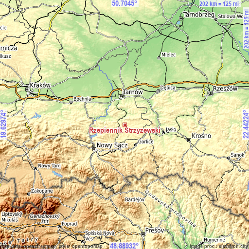 Topographic map of Rzepiennik Strzyżewski