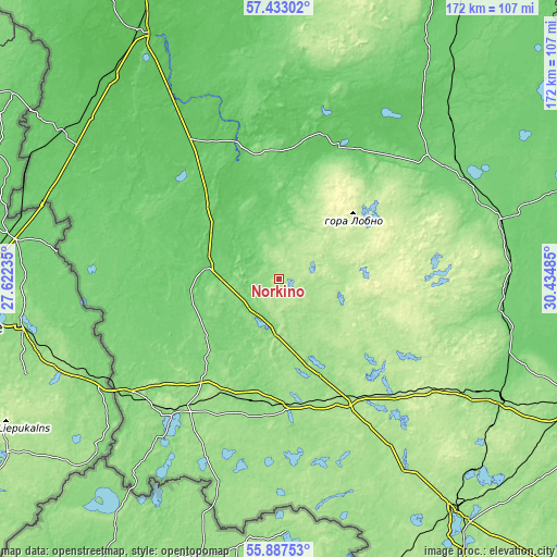 Topographic map of Norkino