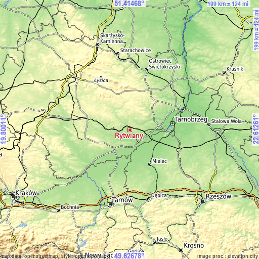 Topographic map of Rytwiany