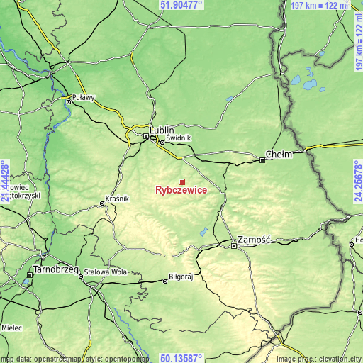 Topographic map of Rybczewice